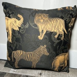 Beautiful Gold and Black Throw Pillow Rich Fabric